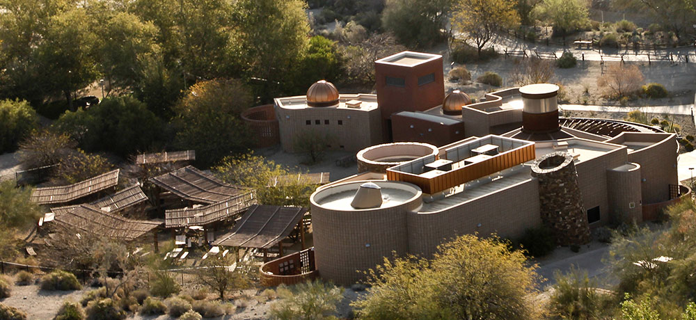 Architectural building and bridge