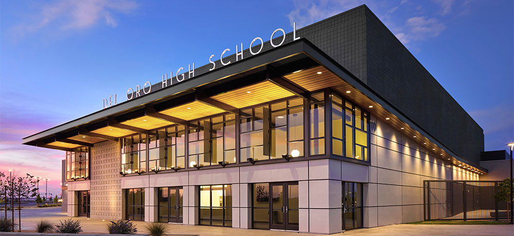 Architectural building and bridge